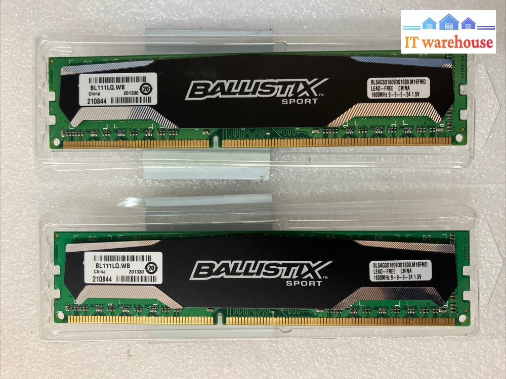 (2x 4GB) Crucial Ballistix Sport BLS4G3D1609DS1S00 PC3-12800 DDR3-1600 DIMM RAM~