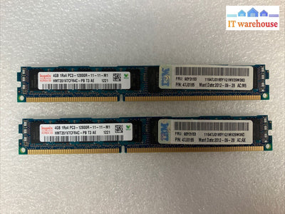 (2x 4GB) Hynix PC3-12800R REG RDIMM HMT351V7CFR4C-PB Server Memory RAM 90Y3153 ~