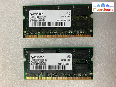 (2x 512MB) Infineon HYS64D64020HBDL PC-2700S DDR-333 SO-DIMM Laptop DDR1 RAM ~