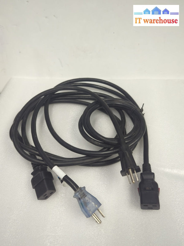 2x 6ft  IEC C19  15A/125V SJT Server Black AC Power Cord