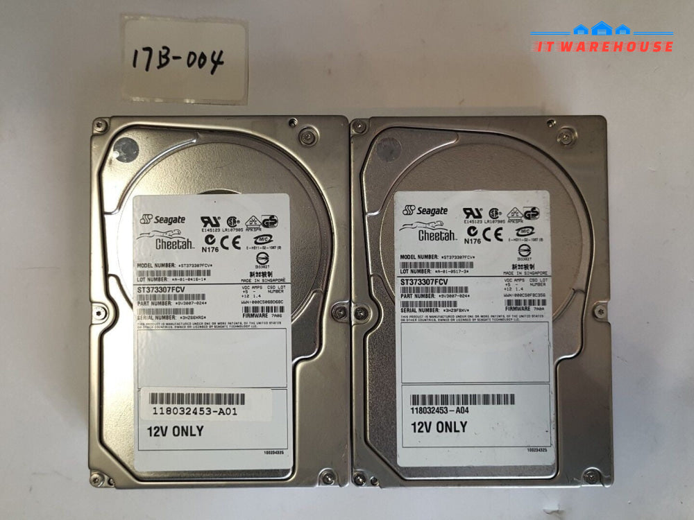 - 2x  73GB Dell   Seagate ST373307FCV 9V3007 40P Fibre Channel 10K Hard Drive @@