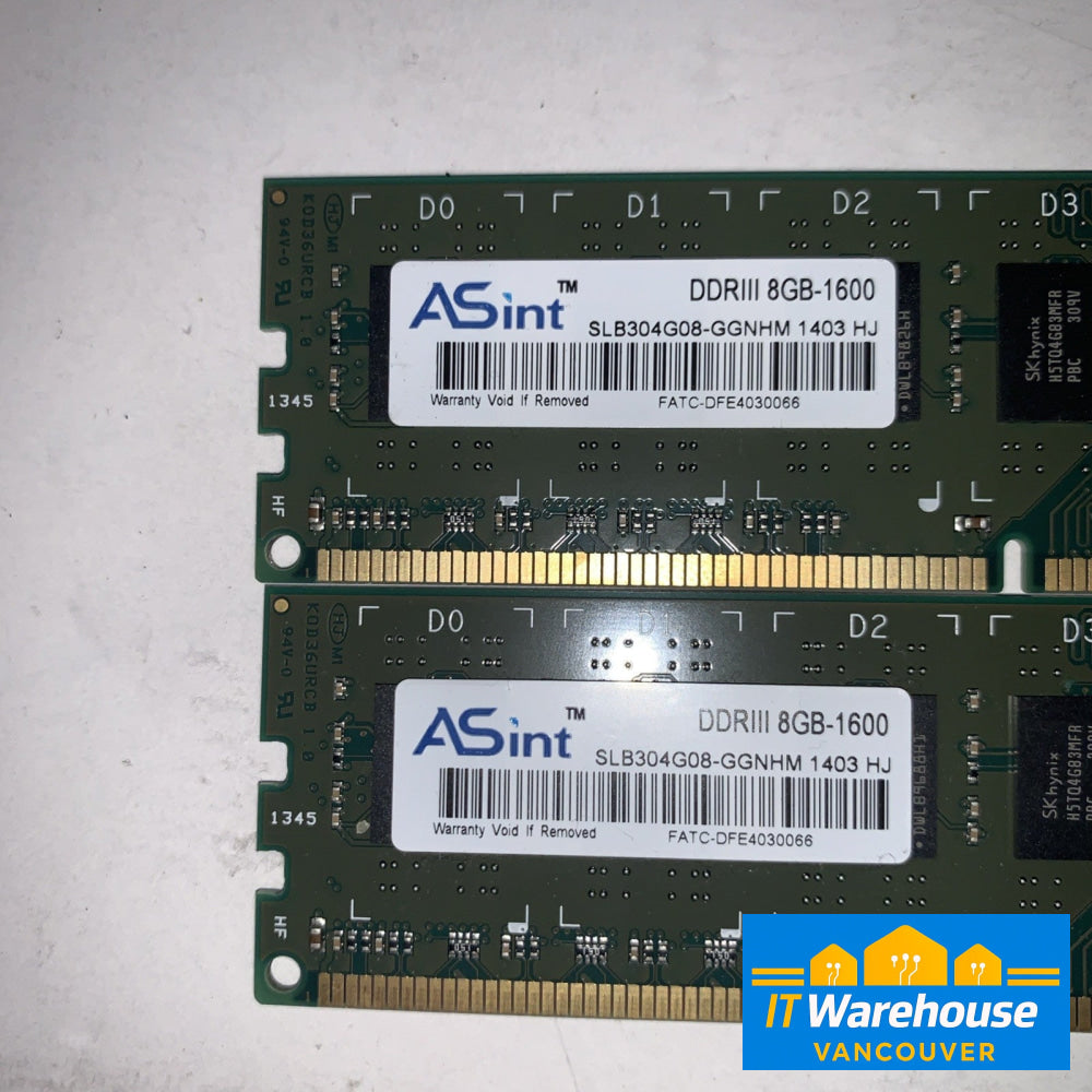 2x 8GB=16GB ASint DDRIII PC3-1600 SLB304G08-GGNHM desktop memory Ram