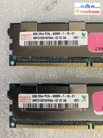 (2x 8GB) Hynix HMT31GR7AFR4A-G7 2Rx4 PC3L-8500R DDR3-1066 ECC Server Memory ~
