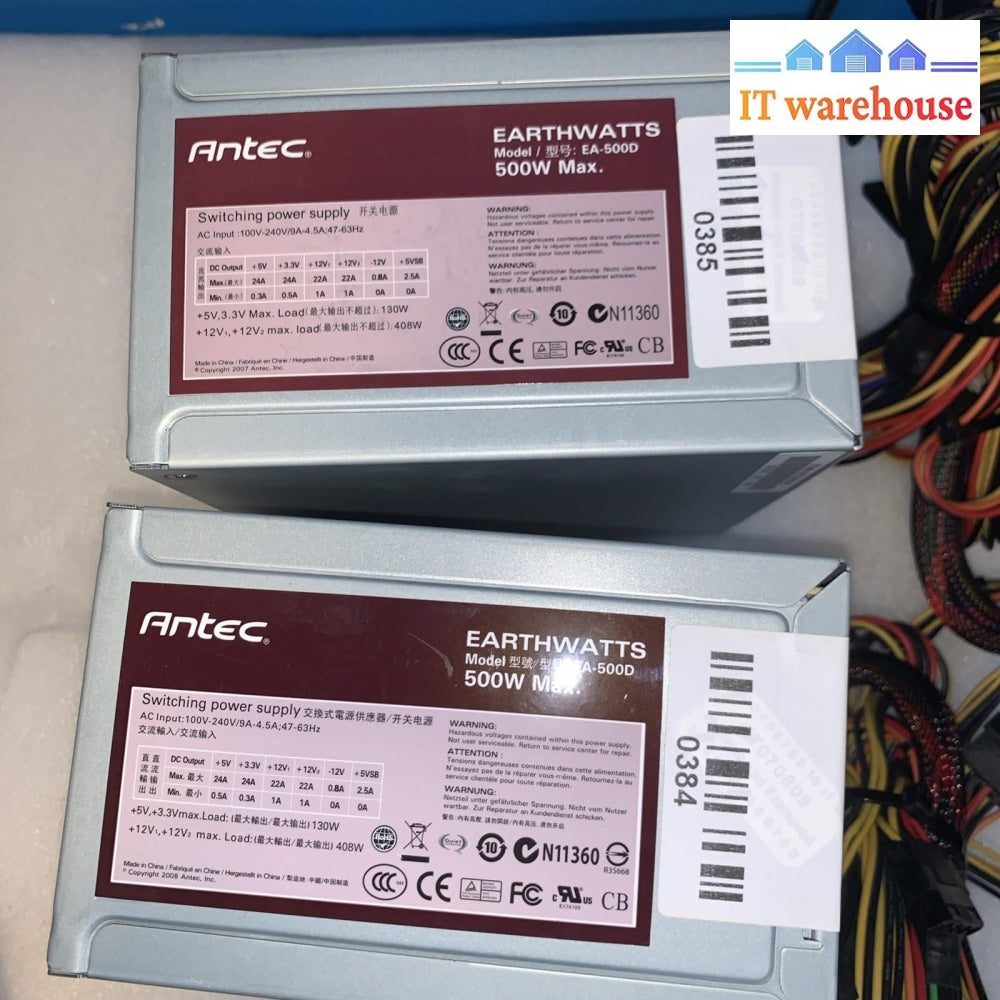 2x Antec EarthWatts EA-500D 500W ATX Power Supply /4+4/2x 6pin ATX PSU Tested