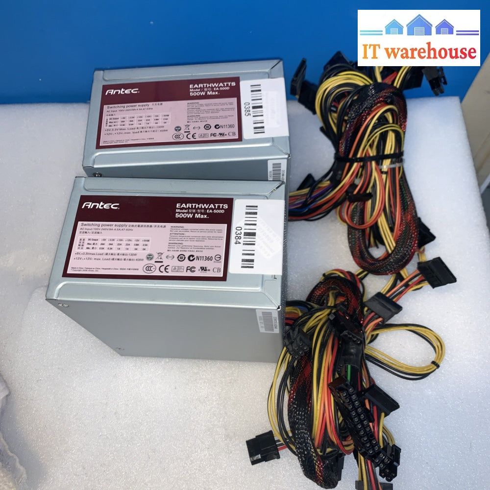 2x Antec EarthWatts EA-500D 500W ATX Power Supply /4+4/2x 6pin ATX PSU Tested