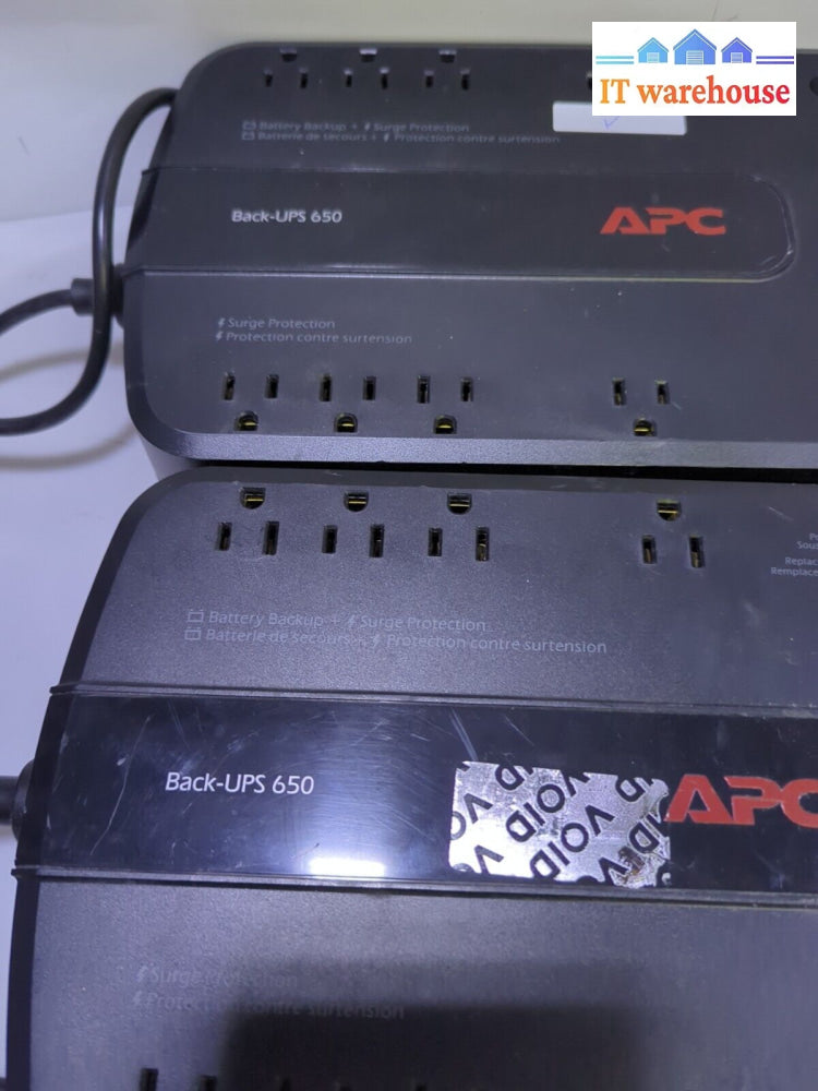 - 2X Apc Back-Ups 650 8 Outlets Ups Be650G1 Tested (No Battery)