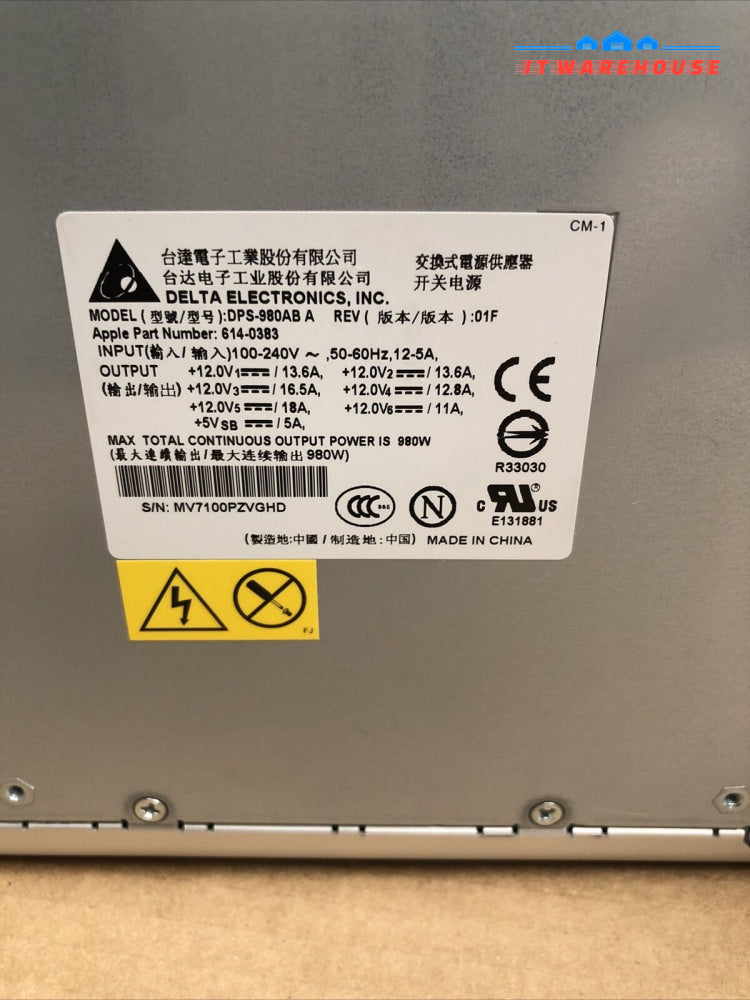 + 2X Apple Mac Pro 980W Power Supply Dps-980Ab 614-0383