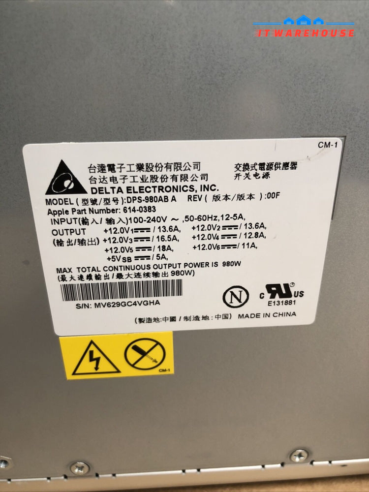 + 2X Apple Mac Pro 980W Power Supply Dps-980Ab 614-0383