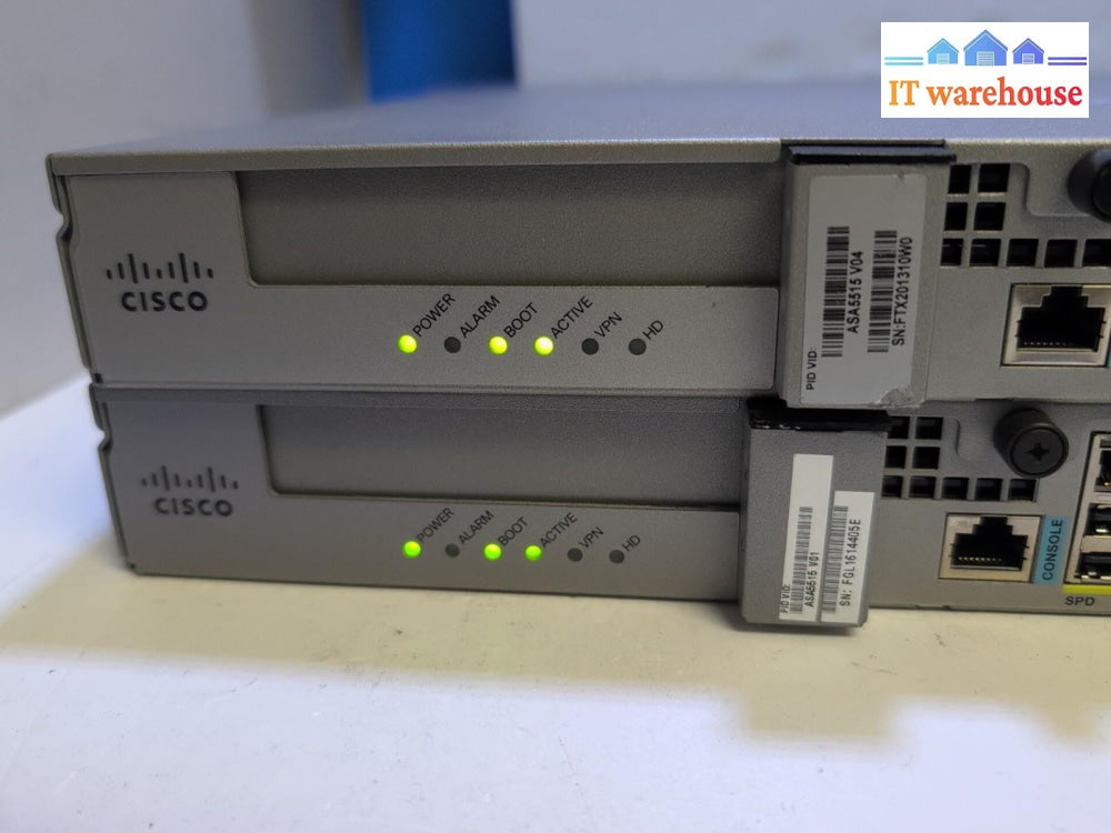 2x Cisco ASA-5515-X Adaptive Security Appliance Firewall ASA5515 (No HDD) -