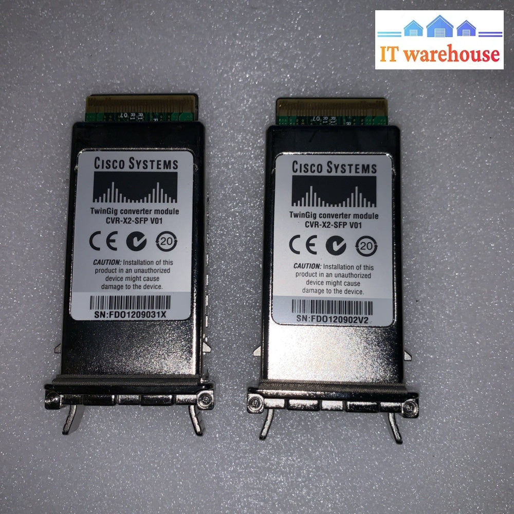 (2x) Cisco CVR-X2-SFP-V01 TwinGig Converter 1 Port X2 to dual SFP transceiver