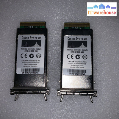 (2x) Cisco CVR-X2-SFP-V01 TwinGig Converter 1 Port X2 to dual SFP transceiver