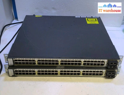 2x Cisco WS-C3750E-48TD 3750-E 48 Port PoE Gigabit Switchs - 
