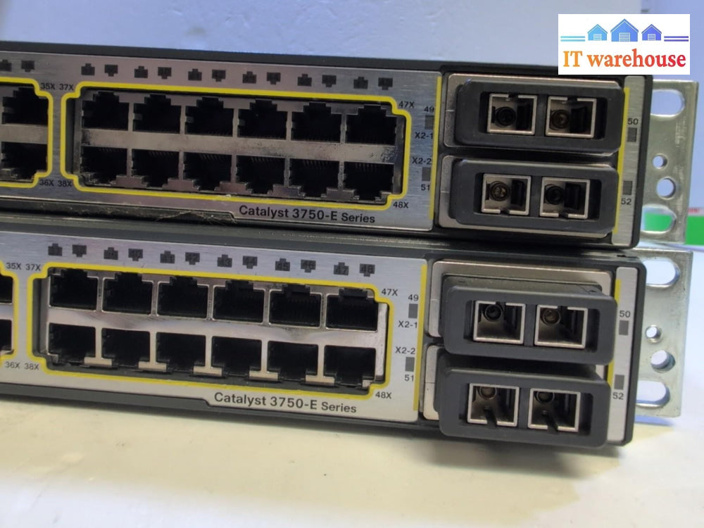 2x Cisco WS-C3750E-48TD 3750-E 48 Port PoE Gigabit Switchs - 