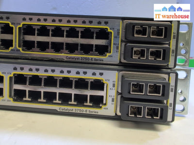 2x Cisco WS-C3750E-48TD 3750-E 48 Port PoE Gigabit Switchs - 