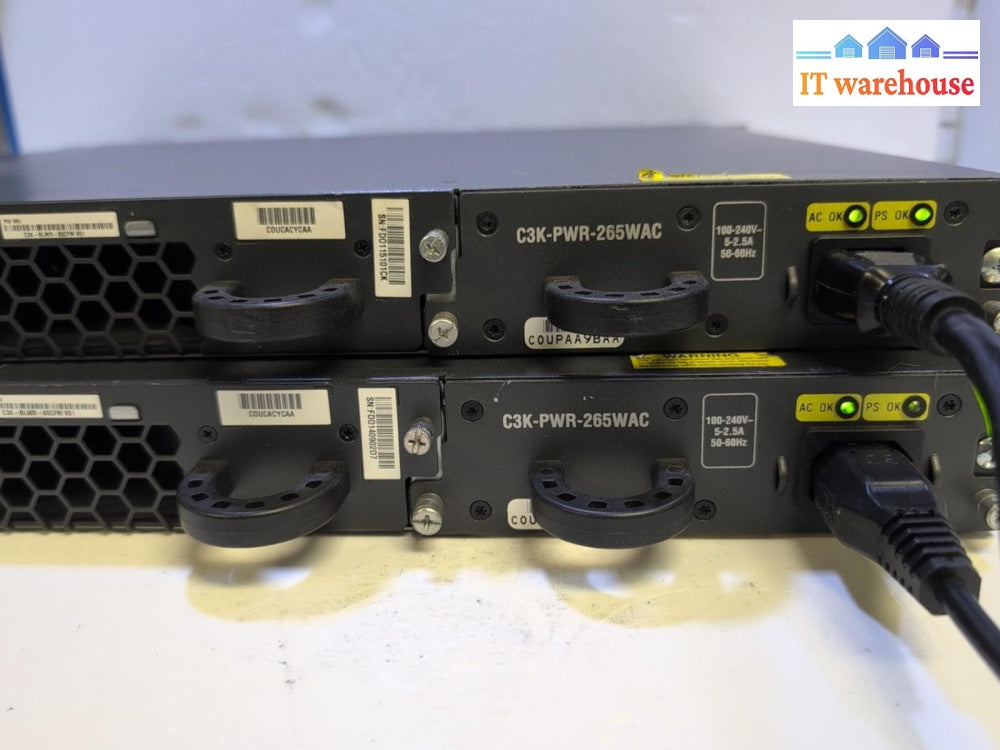 2x Cisco WS-C3750E-48TD 3750-E 48 Port PoE Gigabit Switchs - 