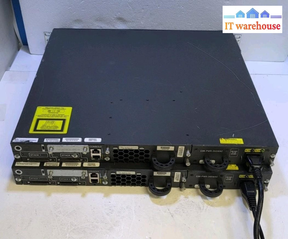 2x Cisco WS-C3750E-48TD 3750-E 48 Port PoE Gigabit Switchs - 