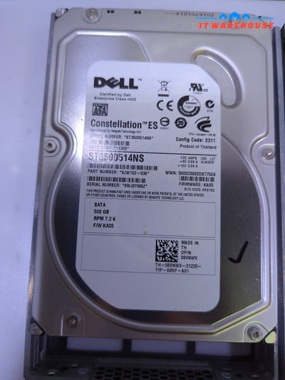 - 2x Dell Constellation ST3500514NS 500GB 3.5"  SATA Hard Drive 8VNWV W/Caddy 
