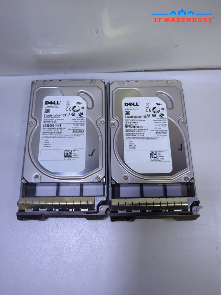 - 2x Dell Constellation ST3500514NS 500GB 3.5"  SATA Hard Drive 8VNWV W/Caddy 