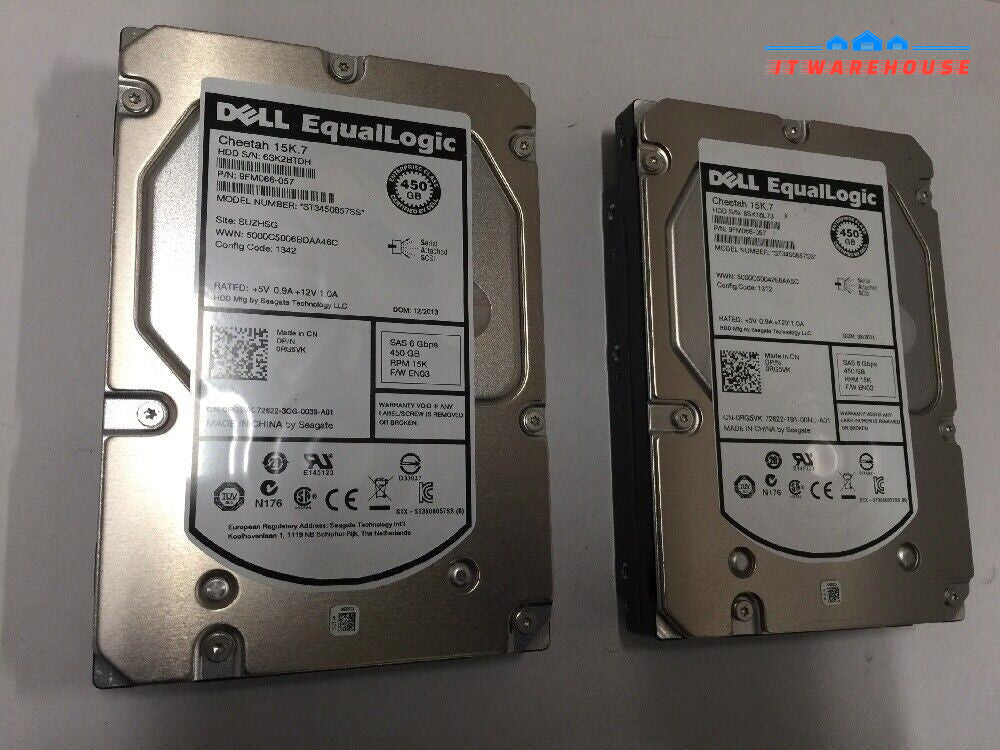 - 2x Dell EqualLogic 450GB 15K.6 6GB  SAS 3.5" HDD ST3450857SS RG5VK 9FM066 @@@