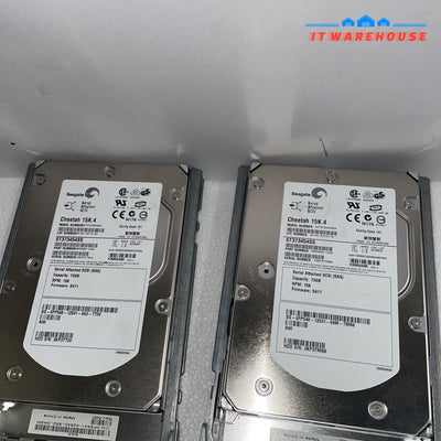 2x Dell Seagate ST373454SS 73G SAS 15K 4 hard drive 3.5" w/ MF666 tray