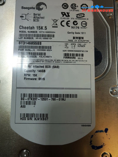 - 2x DELL TK237/ST3146855SS/146GB 15K 3.5" SAS HARD DRIVE 