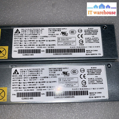 2X Delta 500W Hot Swap Server Power Supply Dps-500Wb-1-A / 28822-005