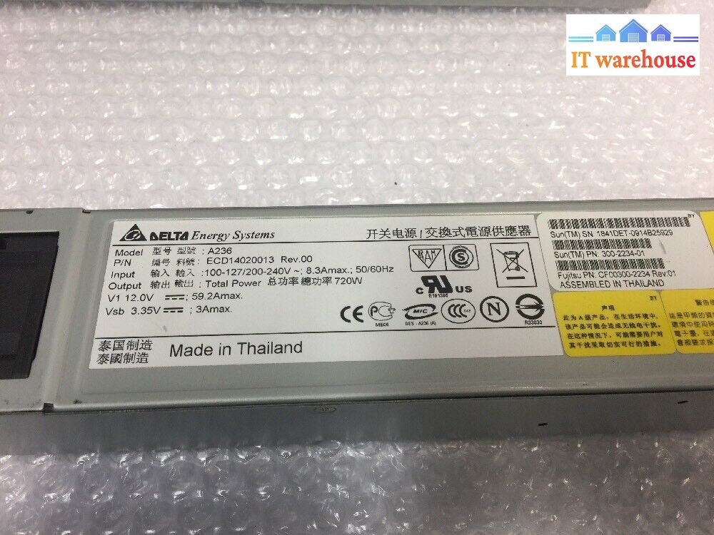 -2x DELTA ENERGY  CF00300-2234 SUN 300-2234 720W POWER SUPPLY A236 FOR T5120 @@@