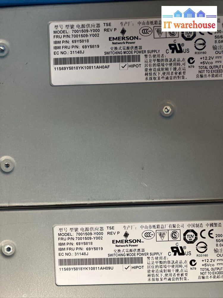 2x Emerson 7001509-Y000 Power Supply For IBM BladeCenter PSU 69Y5818 69Y5819 ~