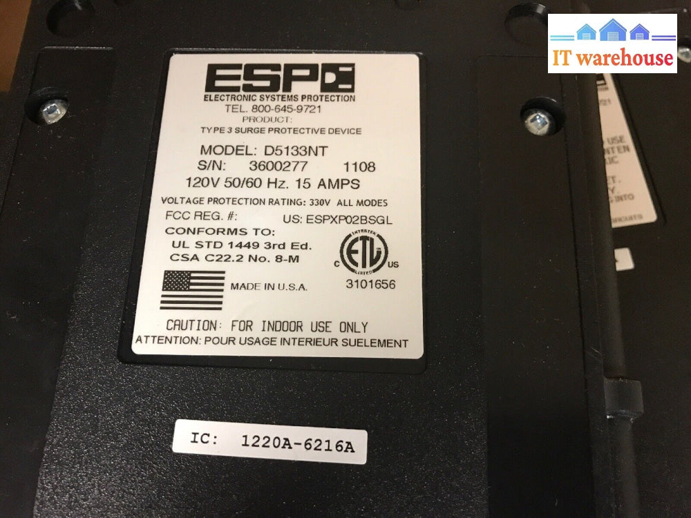 2X Esp D5133Nt 15 Amp 120 Volt Digital Copier Surge Protector Power Filter @@@