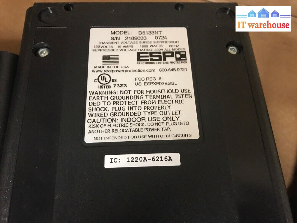 2X Esp D5133Nt 15 Amp 120 Volt Digital Copier Surge Protector Power Filter @@@