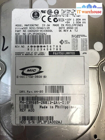 - 2x  Fujitsu 36GB 3.5" 80Pin Ultra320 10000rpm Hard Drive 3R685 MAP3367NC @@@