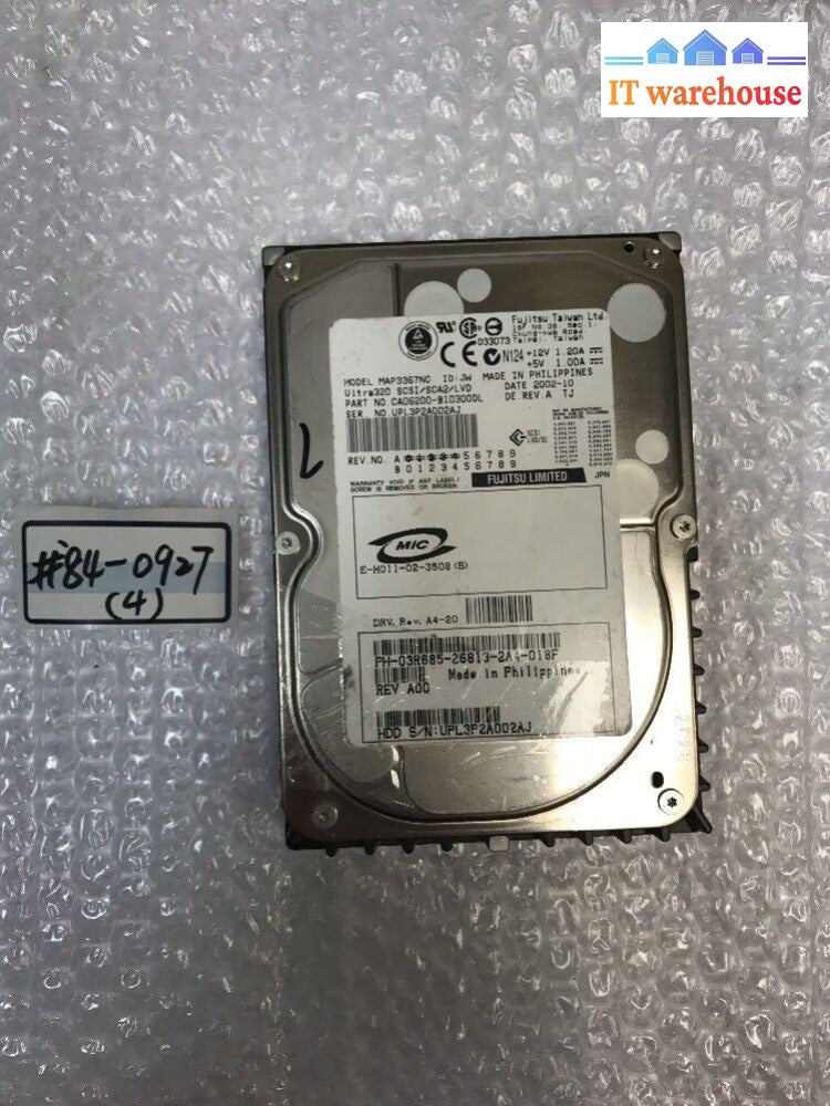 - 2x  Fujitsu 36GB 3.5" 80Pin Ultra320 10000rpm Hard Drive 3R685 MAP3367NC @@@