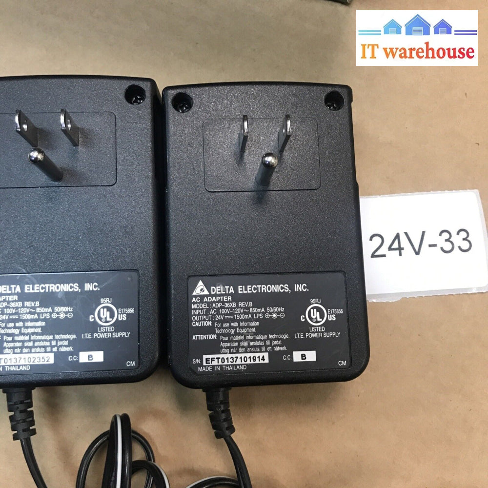 2X Genuine Delta Electronics Ac Adapter Model: Adp-36Xb Output: 24V - 1500Ma