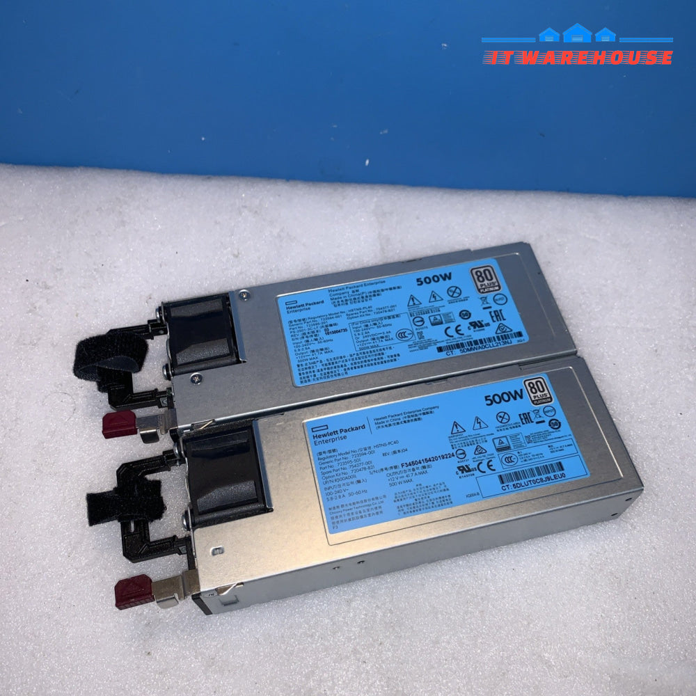 2x Grade A * HPE 500W 80+ HOT PLUG POWER SUPPLY 754377-001 723594-001 720478-B21