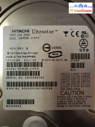 - 2X Hitachi 146Gb 10000Rpm Fibre Channel 2Gbps Internal Hdd Dkr2E-J14Fc @@@