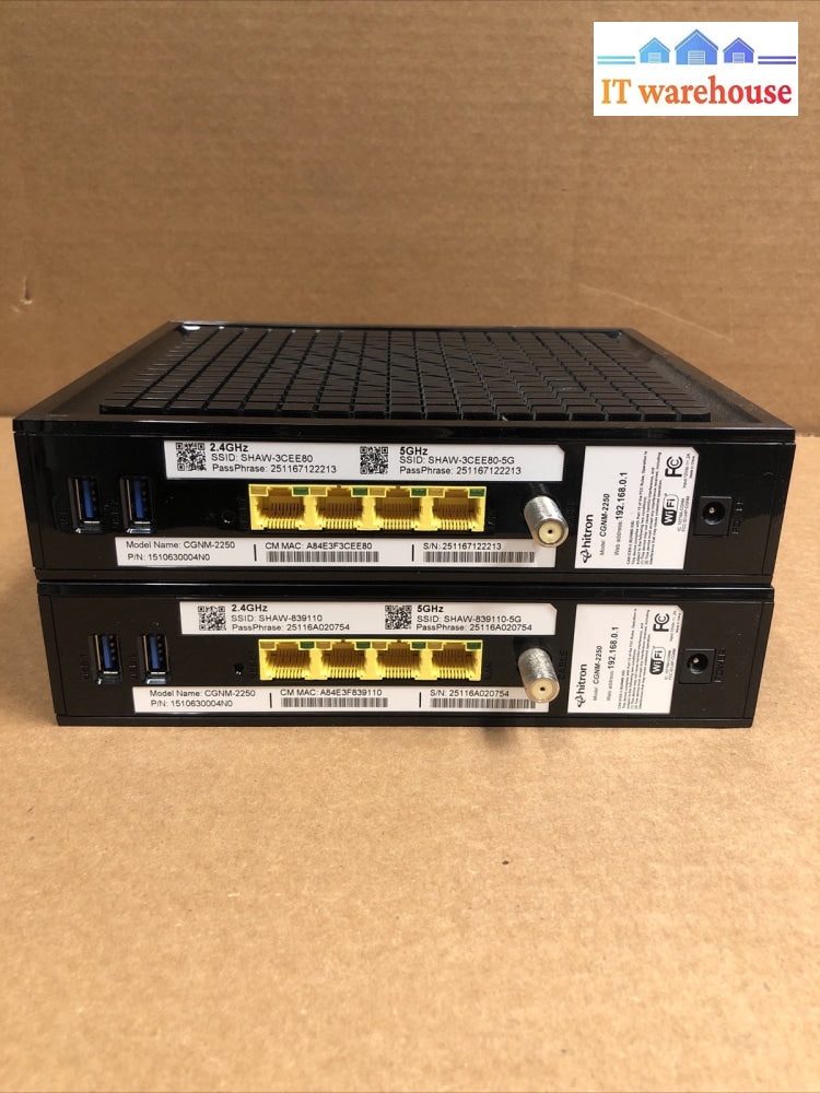 2x Hitron CGNM-2250 Wireless Cable Modem Router Gateway Dual Band 2.4/5G W/ AC +
