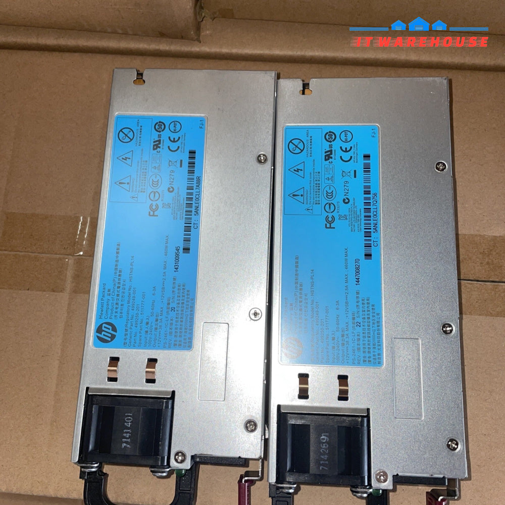 2X HP 460W DPS-460EB HSTNS-PD14/PR17/PL14 499249-001 511777-001 Server PSU -
