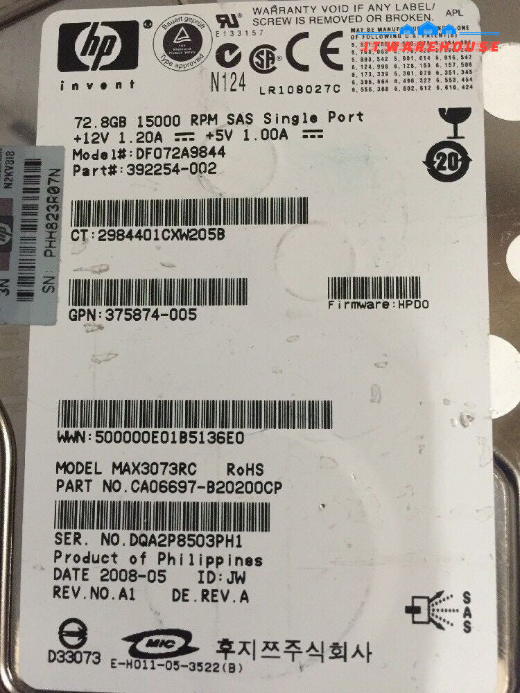   2x HP 72GB 15000RPM 3.5" SAS Server HDD MAX3073RC CA06697 392254-002 @-
