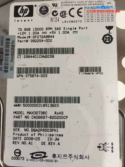   2x HP 72GB 15000RPM 3.5" SAS Server HDD MAX3073RC CA06697 392254-002 @-