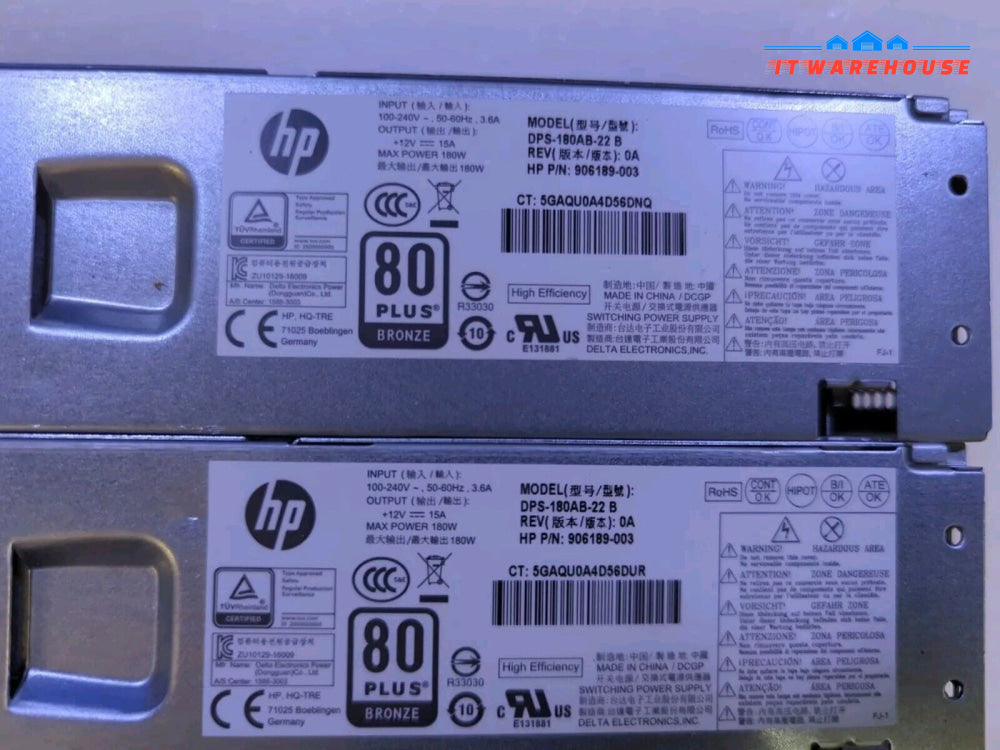 2x HP 906189-003 DPS-180AB-22   ProDesk 400 G4 180W PSU Power Supply -