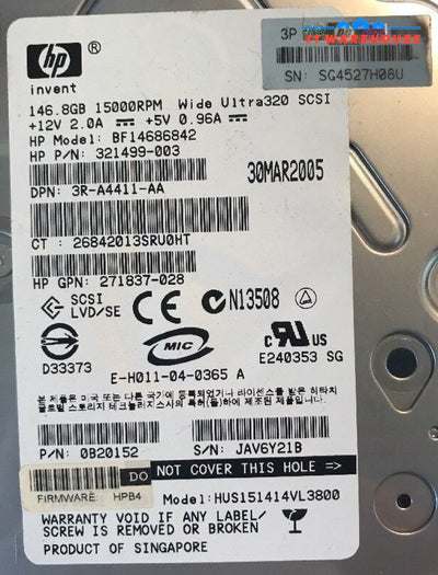 - 2X Hp Bf14686842 146.8 Gb 15K Ultra 320 Scsi Hard Drive 321499-003 @@@
