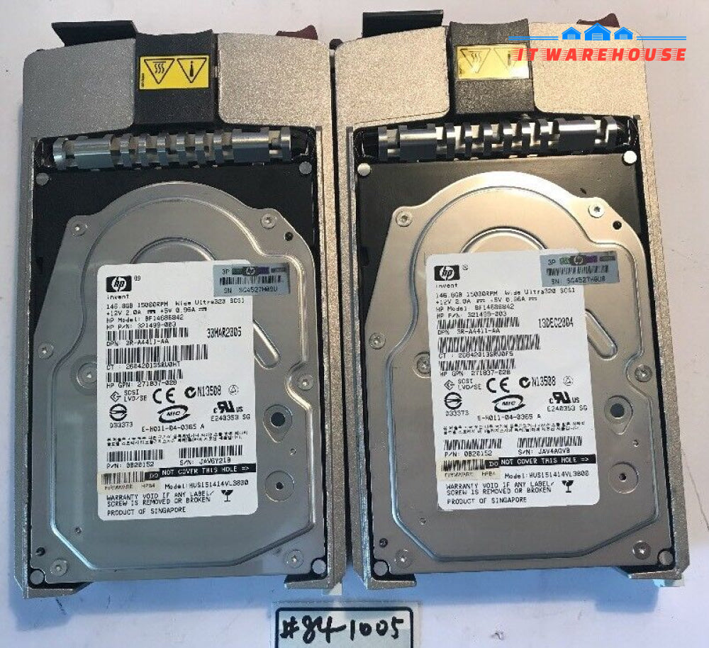 - 2X Hp Bf14686842 146.8 Gb 15K Ultra 320 Scsi Hard Drive 321499-003 @@@