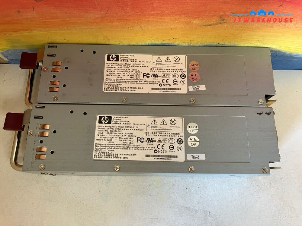 ~ 2x HP HSTNS-PL09 575W 398713-001 405914-001 PS-2601-1C-LF Server Power Supply