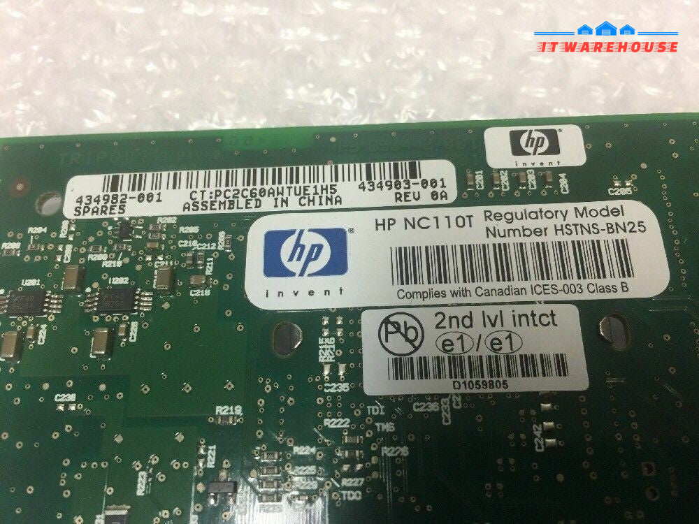 - 2x HP NC110T PCI Express Single Port Adapter 434982-001 434903-001 Low profile