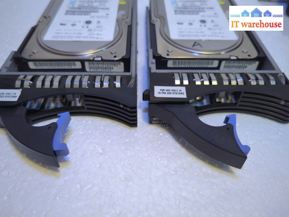 - 2x IBM 146Gb SCSI U320 10K Hot Swap HDD 90P1310 26K5153 w/Tray 25R4100