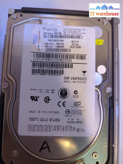 - 2x IBM 146Gb SCSI U320 10K Hot Swap HDD 90P1310 26K5153 w/Tray 25R4100