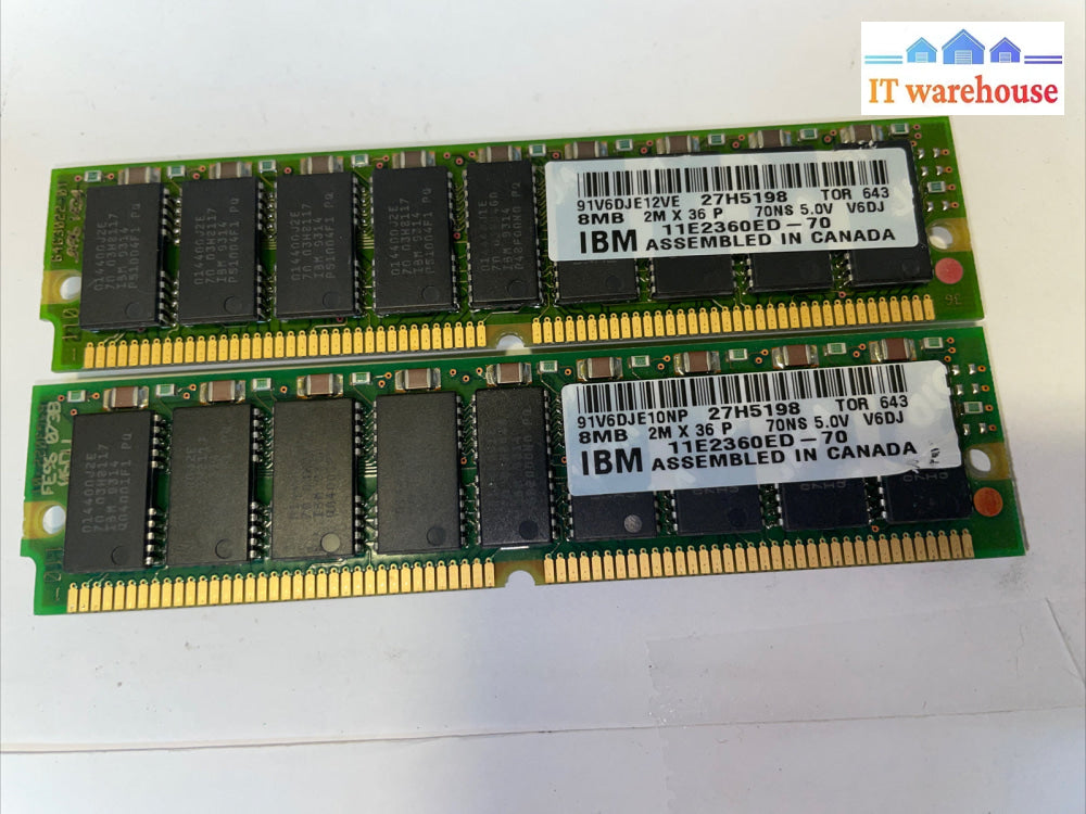 2x IBM 27H51988MB 2M X 36 P70NS 5.0V V6DJ11E2360ED - 70 memory