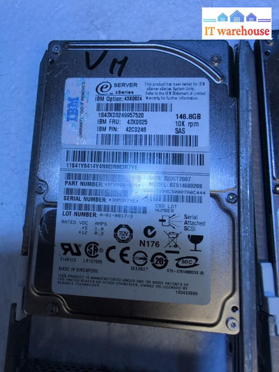 2x IBM 43X0824 43X0825 146. 8GB 2.5" SAS Hard Drive With Caddy Tested -