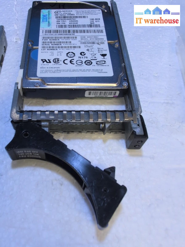 2x IBM 43X0824 43X0825 146. 8GB 2.5" SAS Hard Drive With Caddy Tested -
