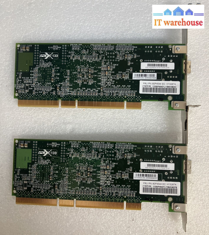 2X Ibm 80P4544 2Gbps Pci-X Single Port Lc Fiber Channel Adapter Card H13287A ~